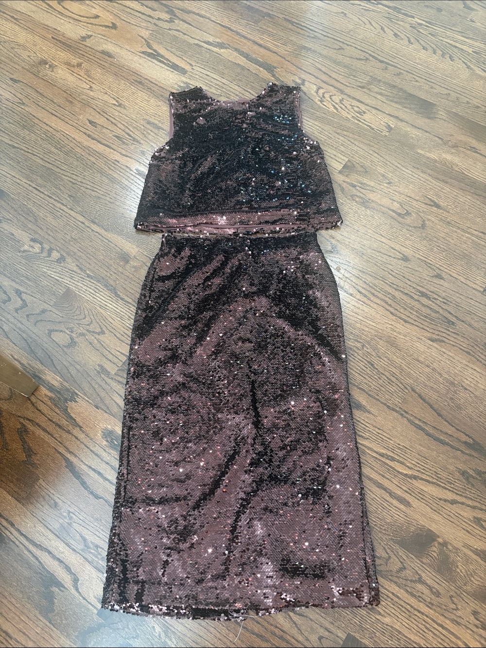 Ann Taylor Girls Sequin Two-Piece Dress Set - Plum